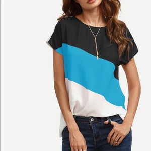 SHEIN color blocked blouse sz S